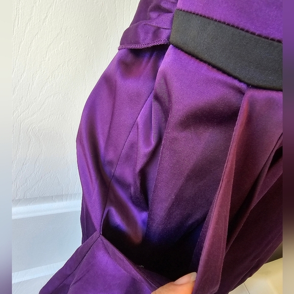 Trixxi Purple and‎ Black Satin Pleated Mini Dress With Pockets Bow Juniors Sz 9 - Picture 3 of 11